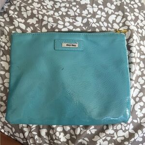 Miu Miu Blue Leather Pouch